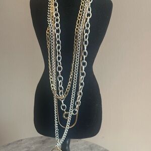 Elegant Gold and Silver Layered Necklace